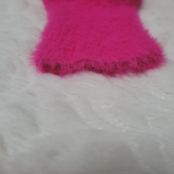 Chicos Eyelash Sweater Hot Pink Soft fuzzy Long Sleeve Mock Neck Size 1 Med - Picture 6 of 13